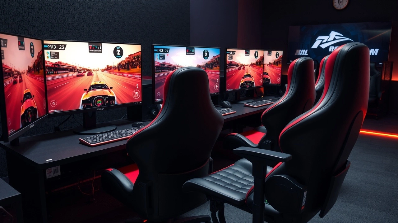 photographie d'une configuration de jeu d'esports de course
