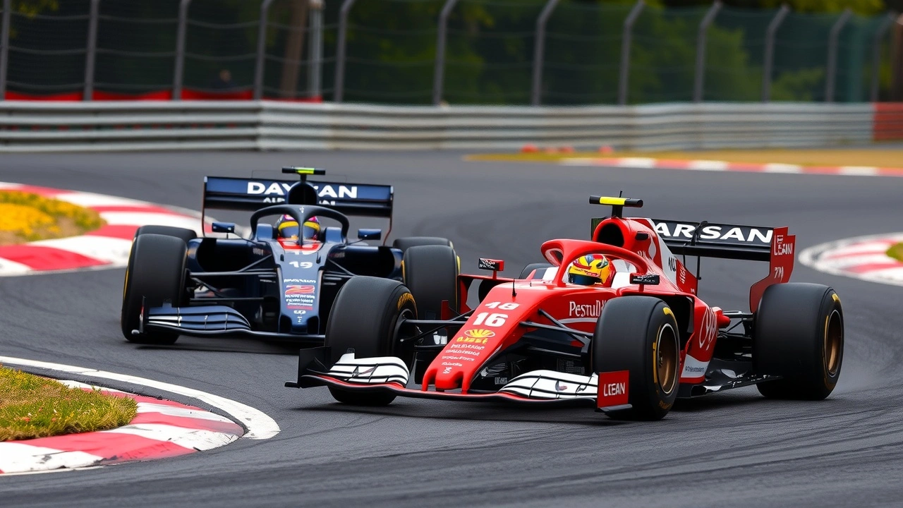 deux voitures de Formule 1 sur une piste de course