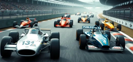 Illustration de l'évolution des véhicules emblématiques de la Formule 1.