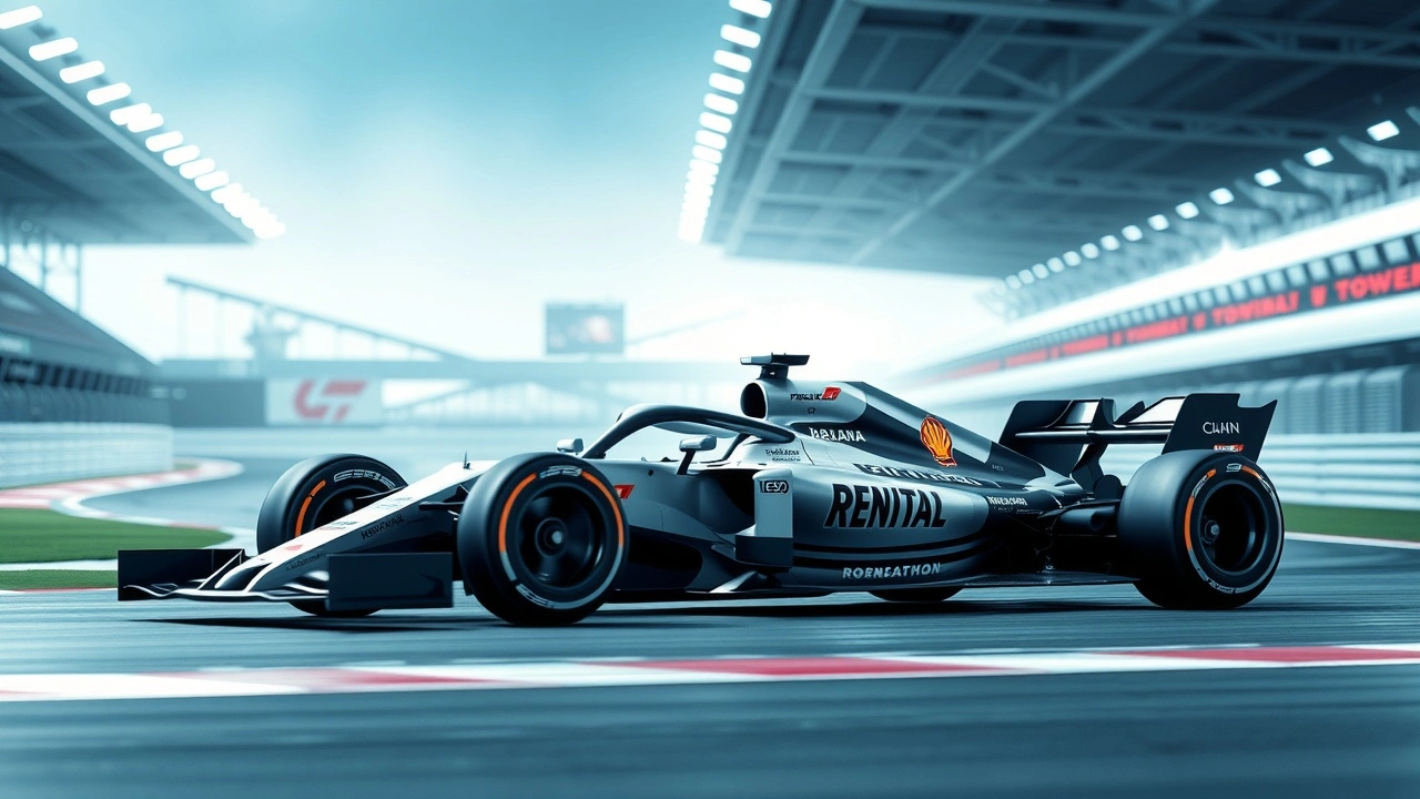 voiture de Formule 1 sur circuit futuriste