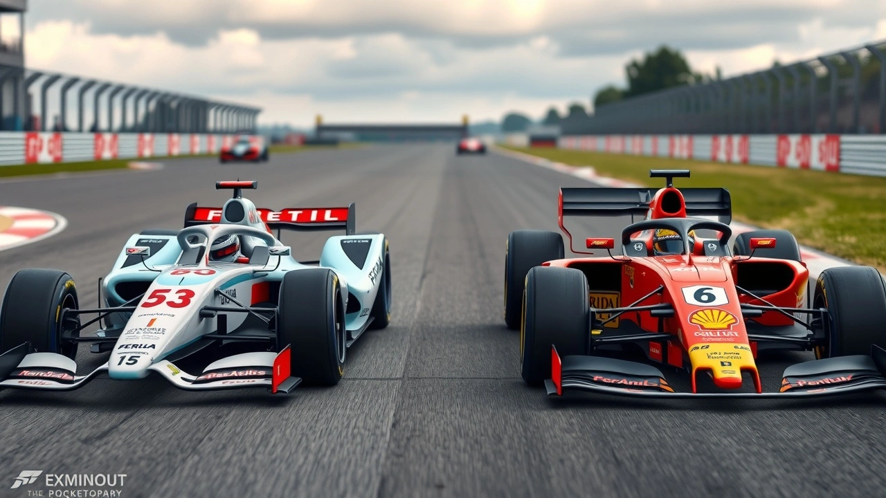 Voitures de Formule E et Formule 1 sur la piste