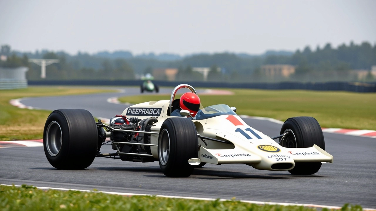 voiture de Formule 1 classique des années 1960 sur circuit