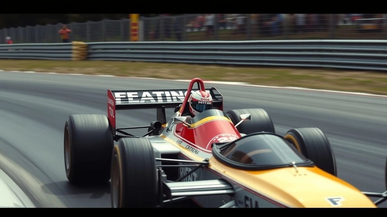 Alain Prost dans sa voiture de Formule 1 en course