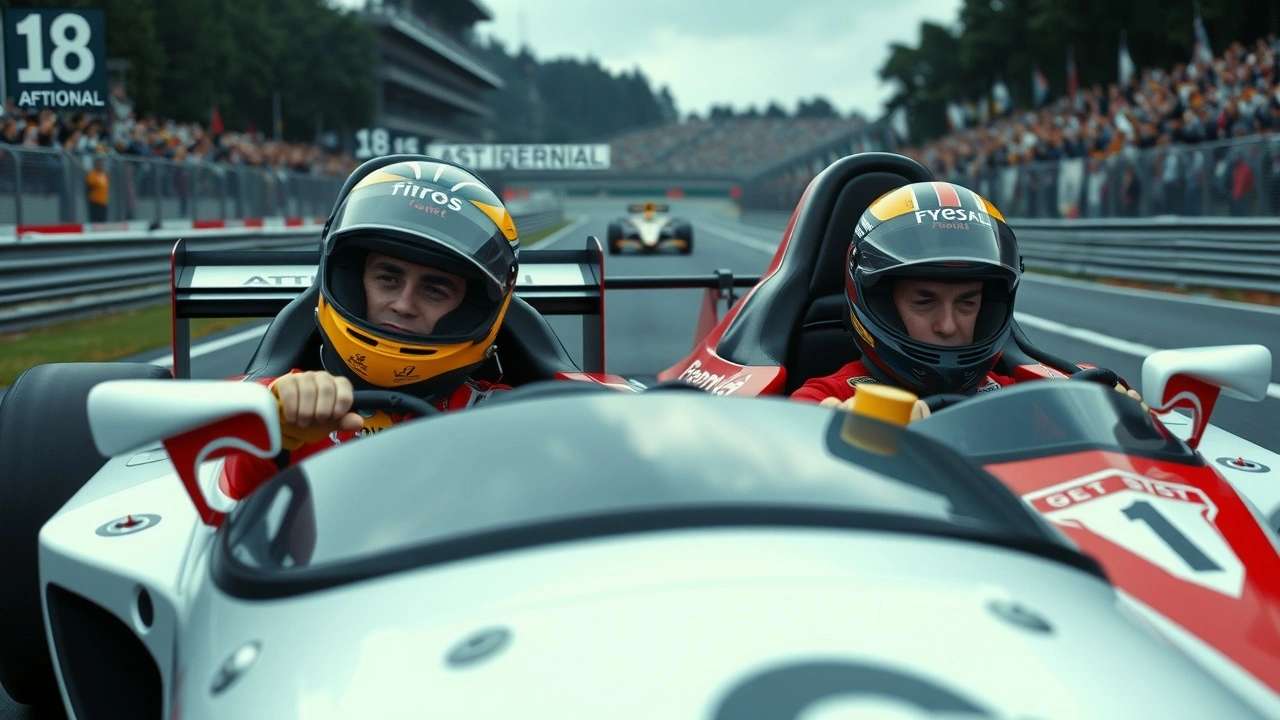 Ayrton Senna et Alain Prost en course de Formule 1