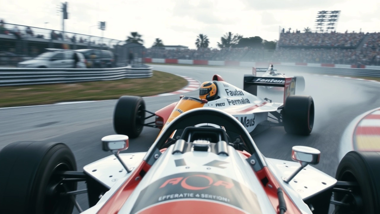 Ayrton Senna au volant de sa voiture de F1