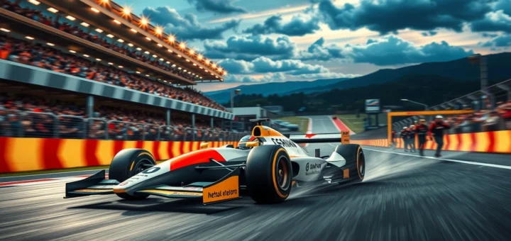 Une image illustrant une voiture de Formule 1 inspirée par Ayrton Senna, symbolisant la passion et le dévouement.