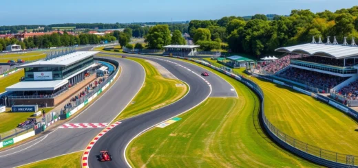 Illustration du circuit de Silverstone avec ses caractéristiques distinctives et son héritage en Formule 1.
