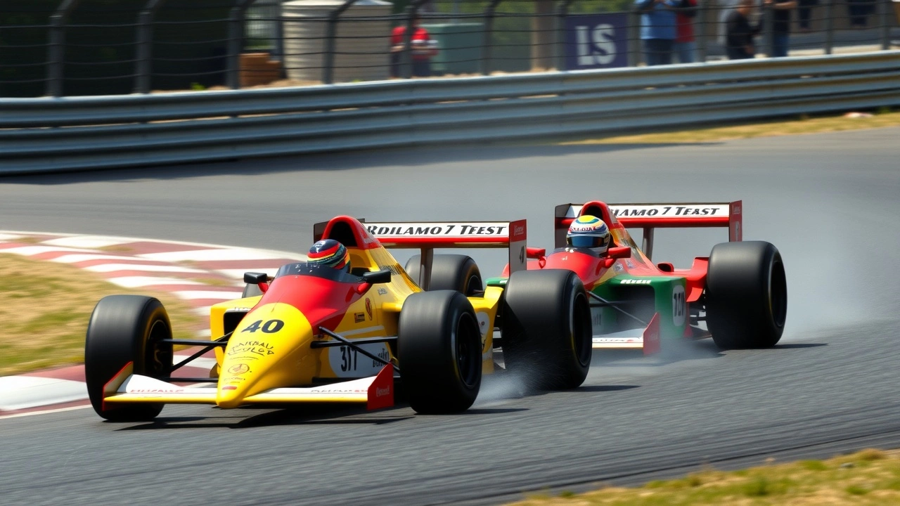 deux voitures de formule 1 en course rapprochée