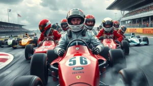 Illustration de l'évolution des pilotes de Formule 1 à travers les décennies et leur impact sur les équipes.