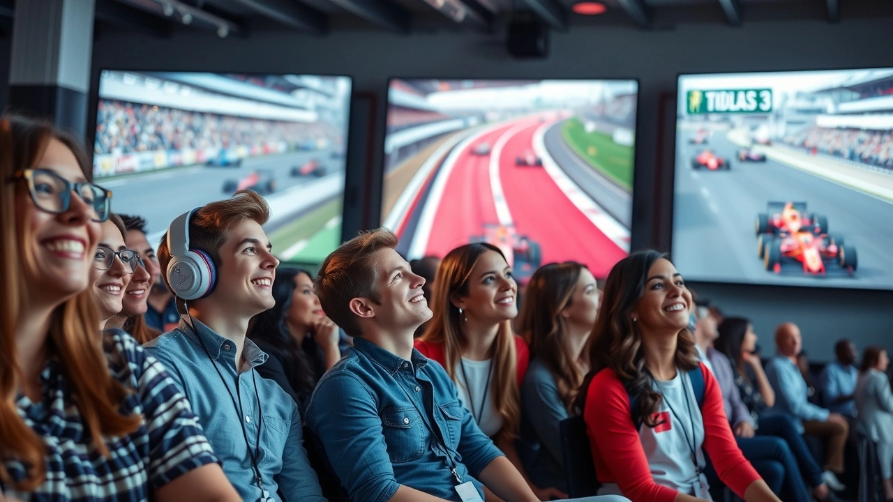 jeunes adultes regardant une course de Formule 1