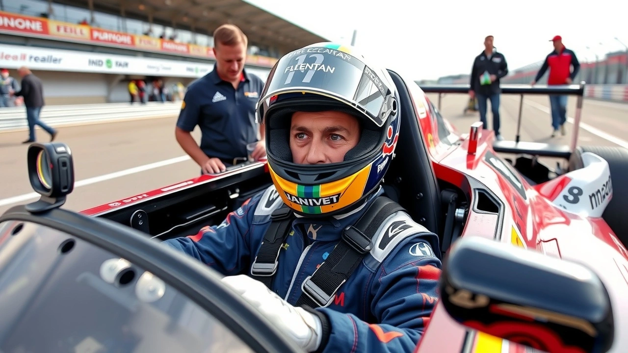 Nicolas Prost dans une voiture de course avec famille