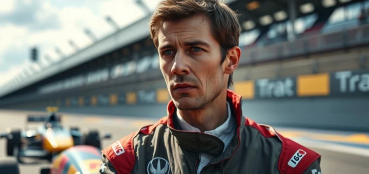 Un portrait photorealiste de Nicolas Prost, illustrant son parcours unique façonné par l'héritage de son père.