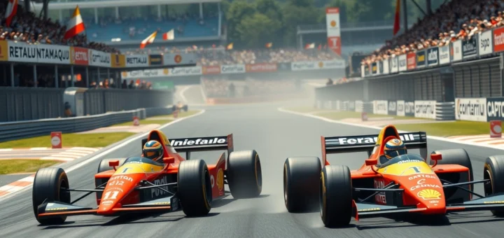 Une représentation de la rivalité entre Alain Prost et Ayrton Senna en Formule 1.