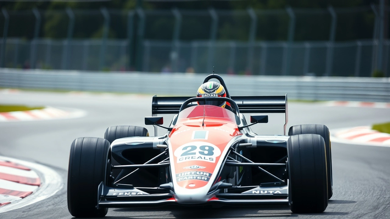 voiture de course sur circuit avec pilote concentré