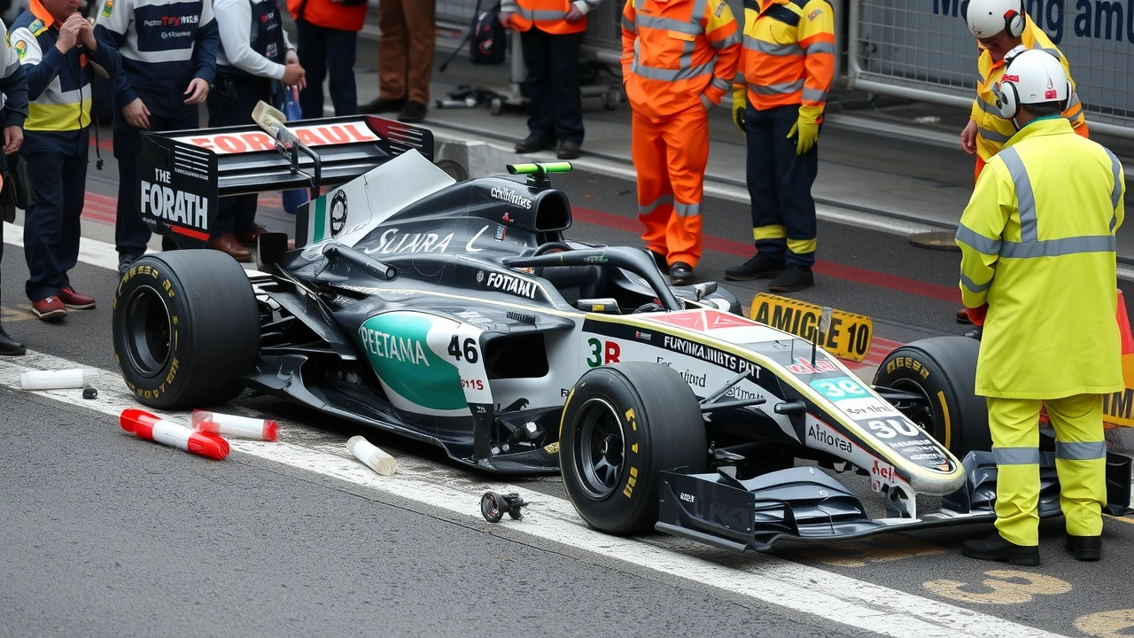voiture de Formule 1 accidentée au circuit de Suzuka