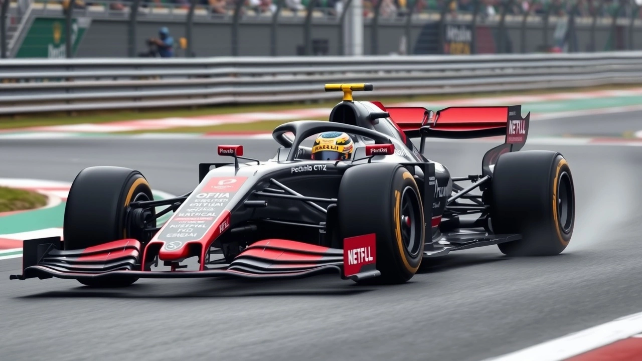 voiture de Formule 1 avec dispositifs de sécurité sur piste