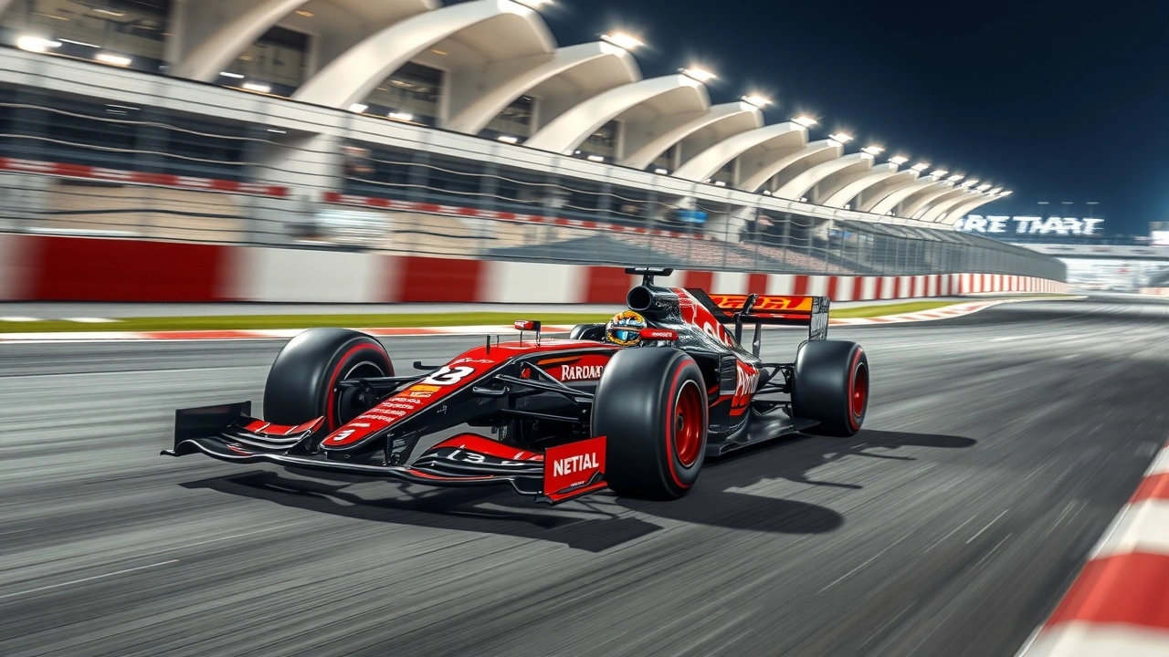 Voiture de Formule 1 sur le circuit de Yas Marina
