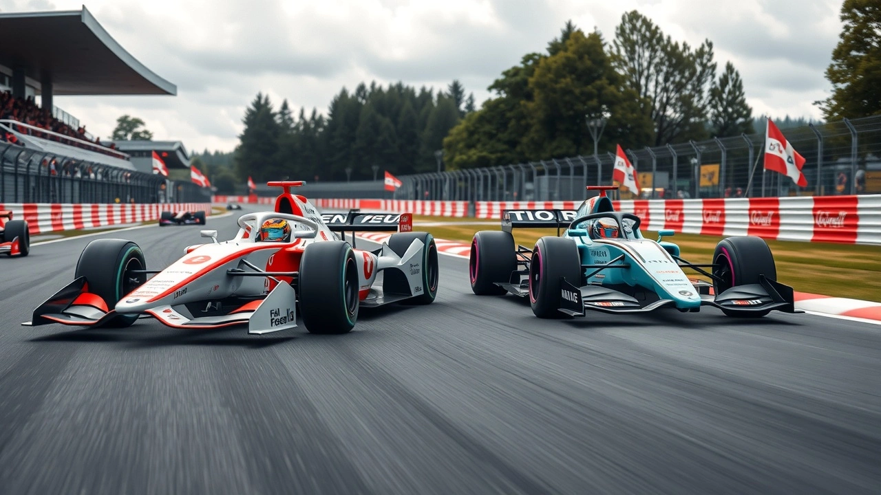 voiture de formule E et voiture de formule 1 sur circuit