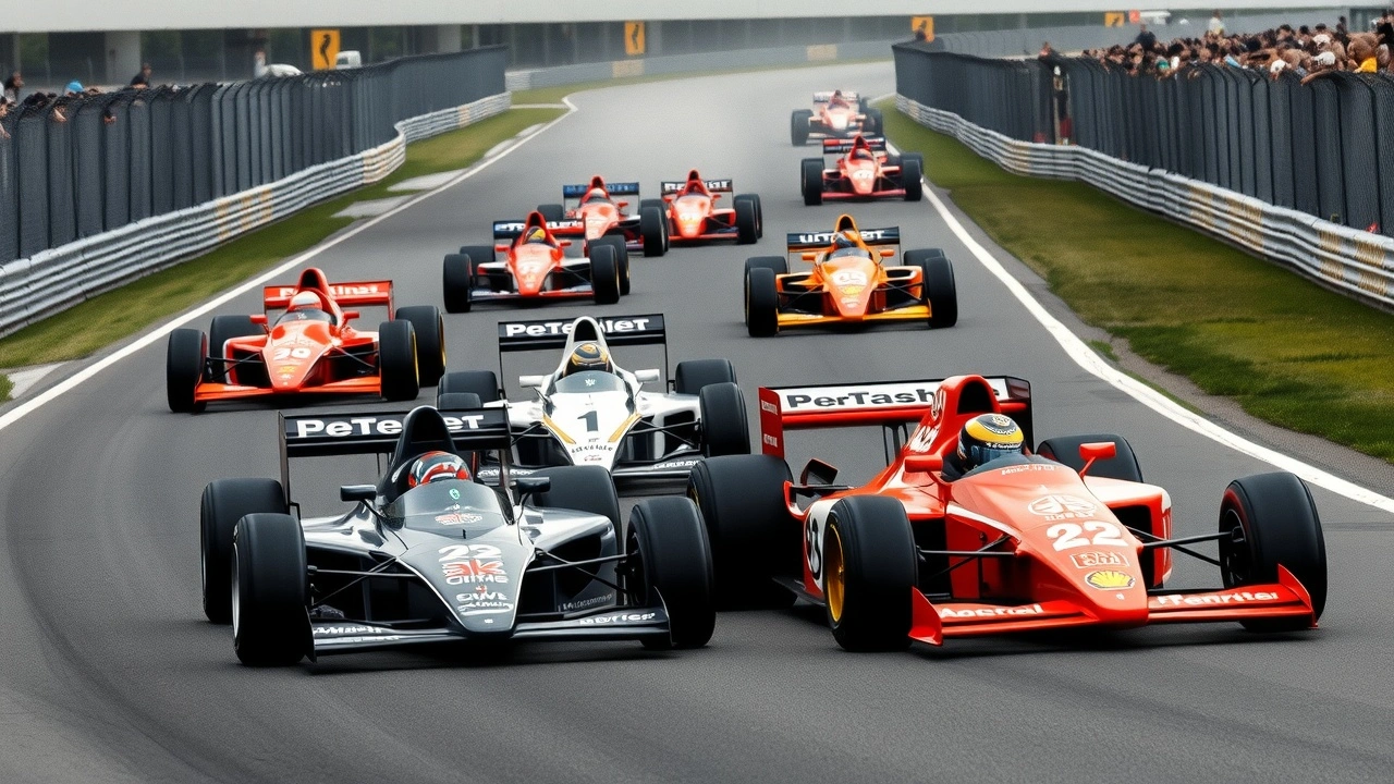 voitures de course de F1 sur circuit en compétition