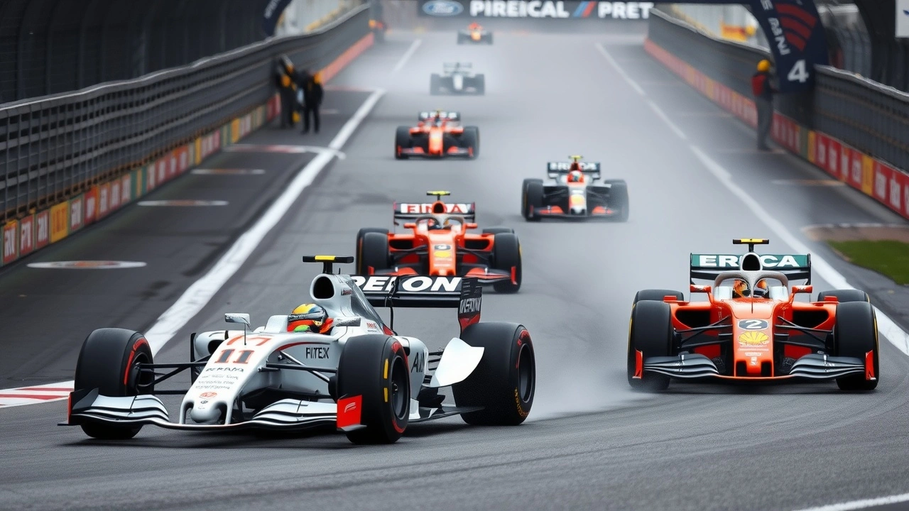 voitures de Formule 1 en course sur un circuit