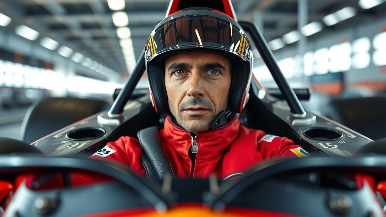 Alain Prost dans une voiture de Formule 1 en action