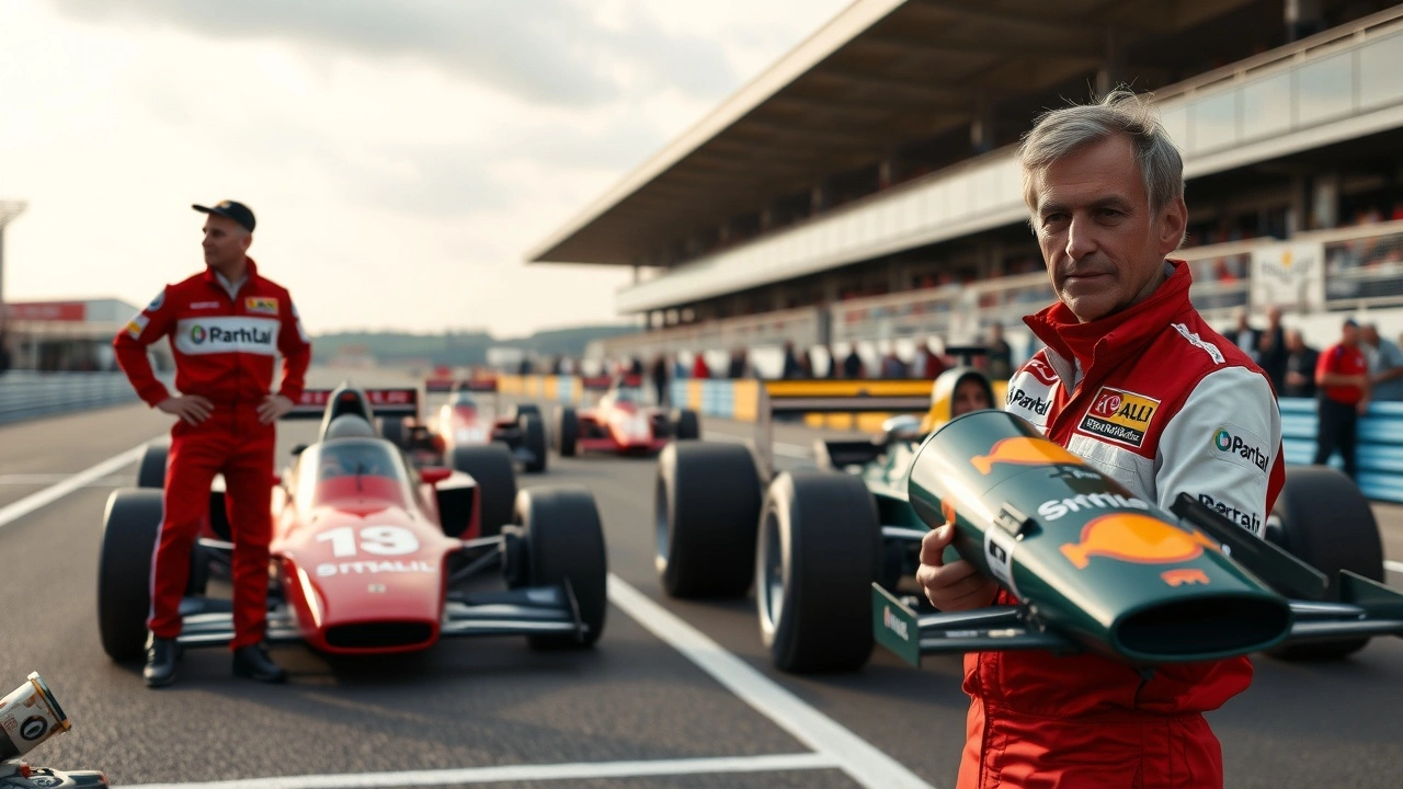 Alain Prost avec ses rivaux sur une piste de course
