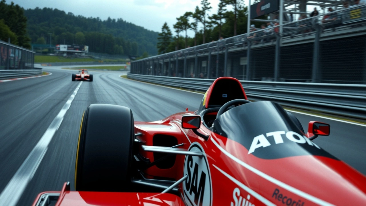 Ayrton Senna conduisant une voiture de Formule 1 en course