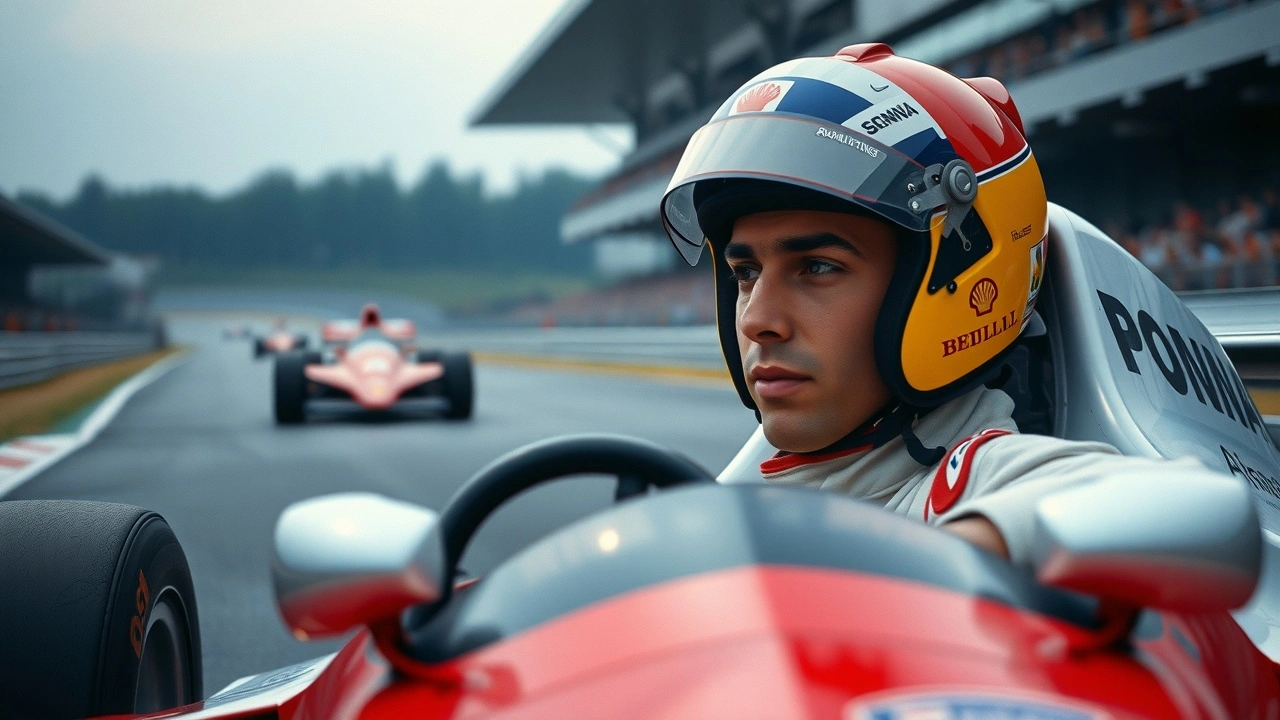 Ayrton Senna en action dans sa voiture de Formule 1