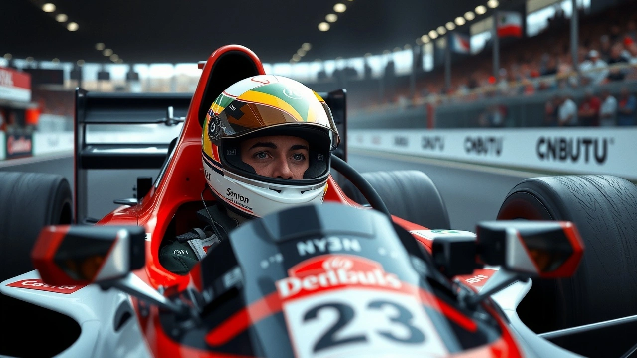 Ayrton Senna dans une voiture de Formule 1 en course