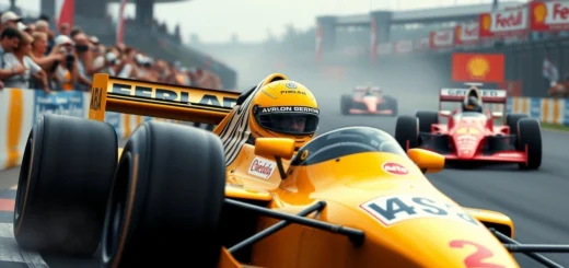 Une image photoréaliste d'Ayrton Senna en pleine course de Formule 1, illustrant son style de pilotage emblématique et son héritage.