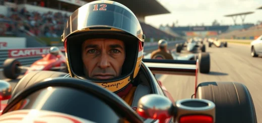 Une image d'Ayrton Senna en pleine course, illustrant sa détermination et sa passion.