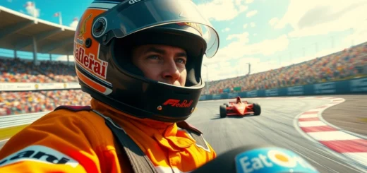 Ayrton Senna en pleine course de Formule 1, incarnant la rivalité emblématique.