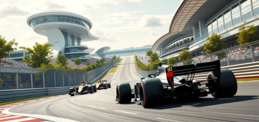 Illustration de l'évolution des circuits de Formule 1, mêlant tradition et innovation.