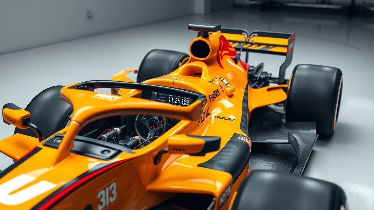 voiture de Formule 1 avec equipement de telemetrie visible