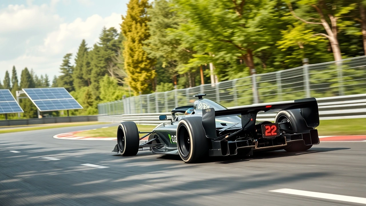 voiture de Formule E sur un circuit verdoyant