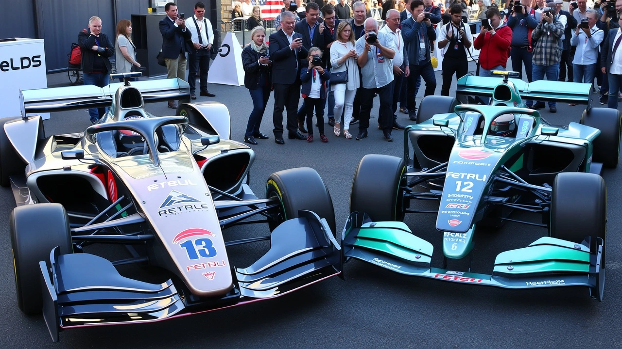 voitures de Formule E et Formule 1 lors d'un evenement media