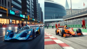 Illustration de la Formule E et de la Formule 1, montrant deux philosophies de course