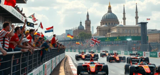 Une scène illustrant l'impact de la culture automobile sur la popularité de la Formule 1 dans le monde.