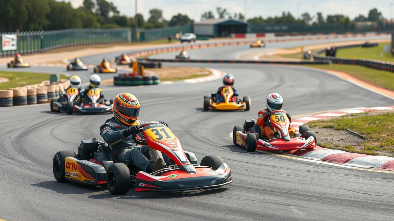 piste de karting avec karts en action
