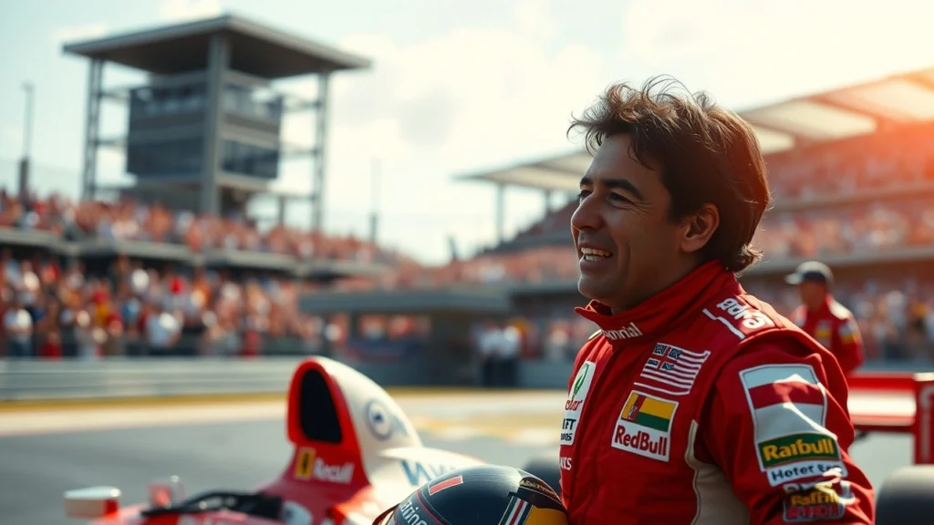 Portrait photoréaliste d'Ayrton Senna sur la piste