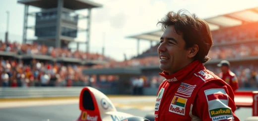 Portrait photoréaliste d'Ayrton Senna sur la piste