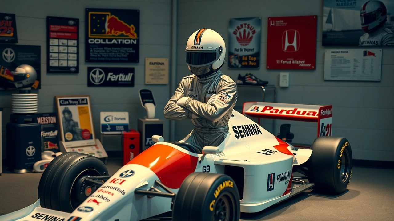 statue d Ayrton Senna avec voiture de Formule 1