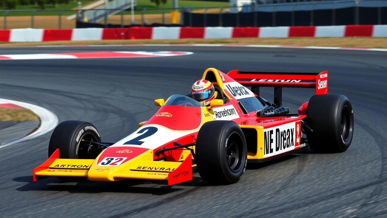 une voiture de course avec le casque d'Ayrton Senna