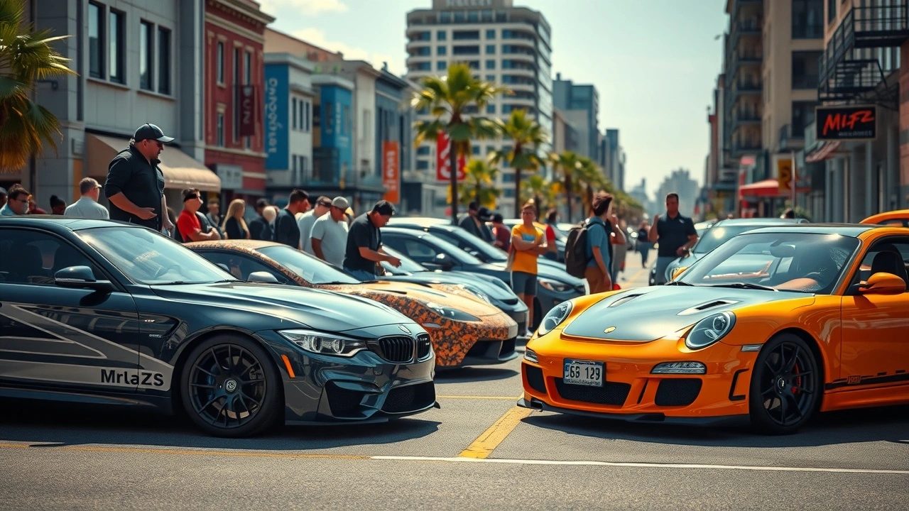 voitures et passionnes dans un cadre urbain dynamique