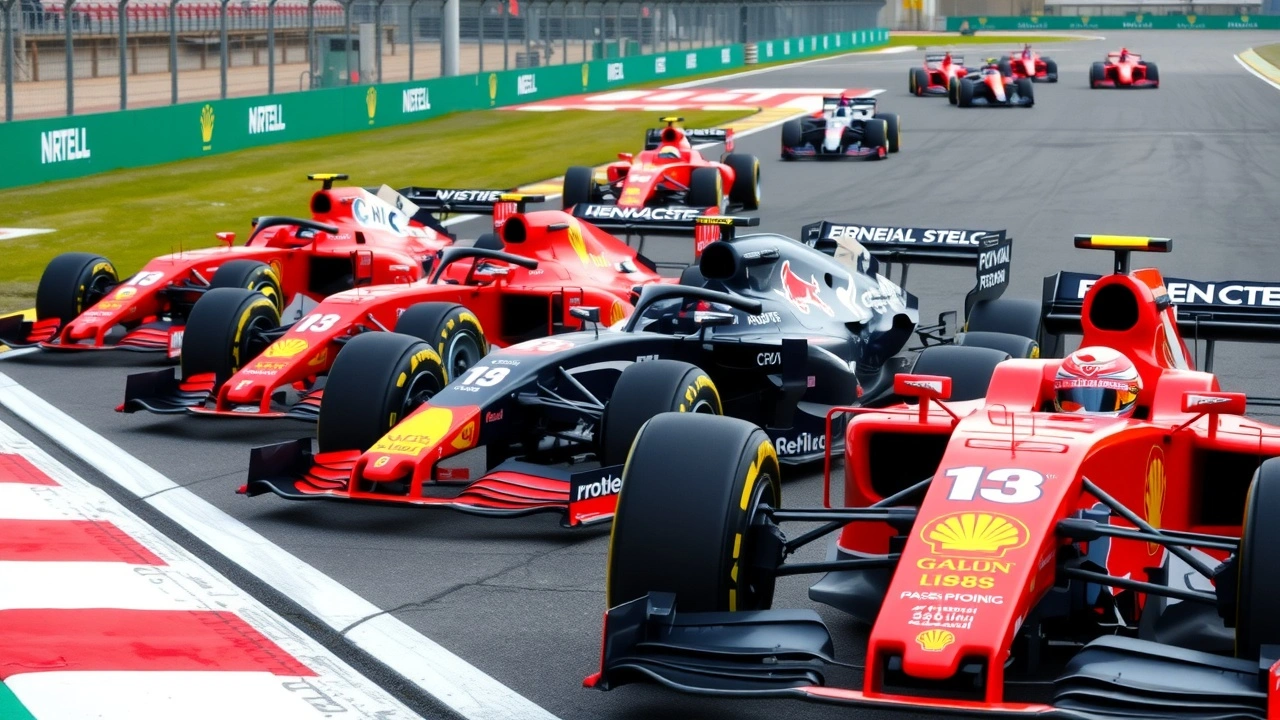 voitures de Formule 1 de différentes équipes sur une piste