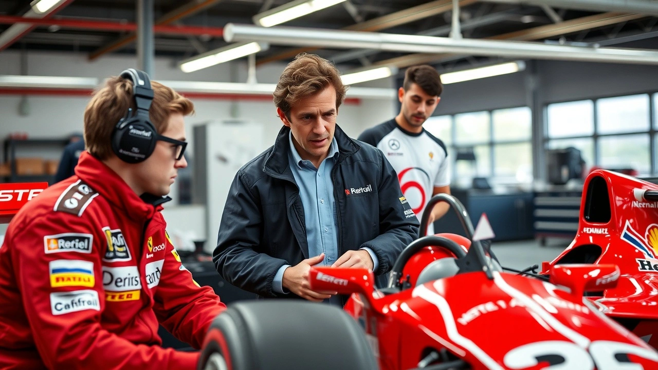 Alain Prost enseignant aux jeunes pilotes de Formule 1
