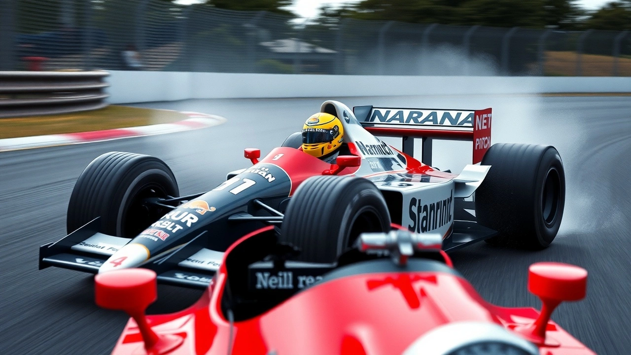 Ayrton Senna conduisant sa voiture de Formule 1