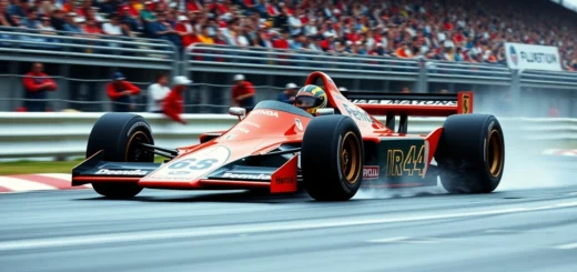 Ayrton Senna en pleine course, montrant sa détermination et son expertise en Formule 1.