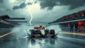 Une illustration montrant l'impact des défis climatiques sur les stratégies des équipes de Formule 1 en 2023.