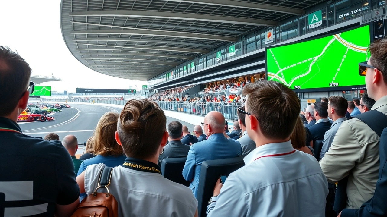 fans regardent une course de Formule 1 moderne
